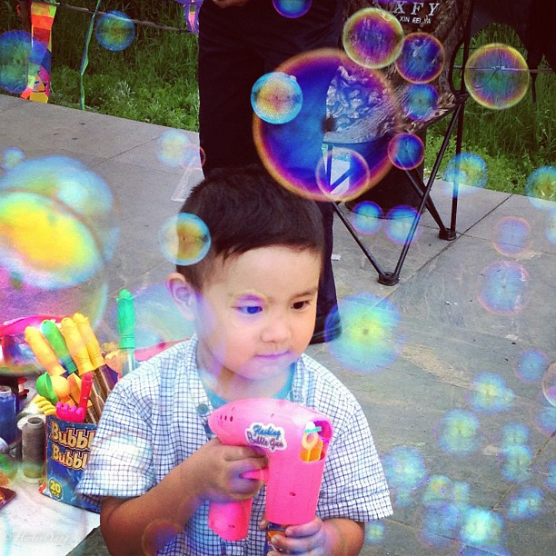 kid with bubbles