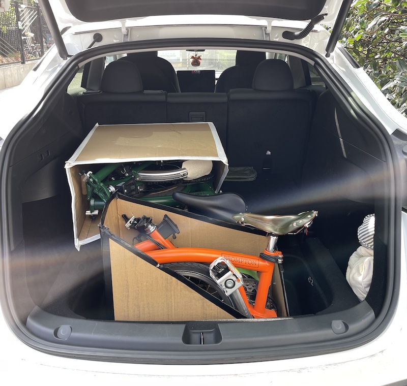 Brompton in Tesla trunk